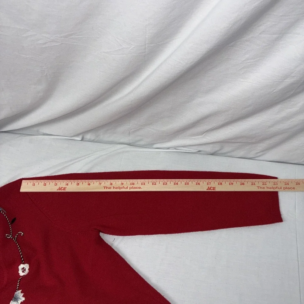 Requirements Vintage Sweater/Maxi Skirt Set Women’s Sz L/M Red Embroidered